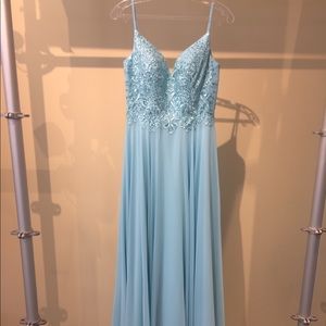 New! Sky Blue, Floor Length Dress!